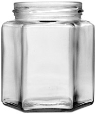 Weithalsglas Sechskant 0,390 l TO70 weiss 