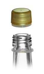 Kunststoffverschluß PP18 gold mit Sicherungsring 