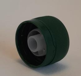 Kunststoffdeckel 28er grün mit Ausgießer und Sicherungsring 