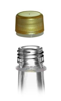 Kunststoffverschluß PP18 gold mit Sicherungsring 