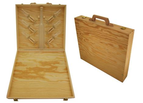 Holzkoffer 6 Gläser    1 Flasche 