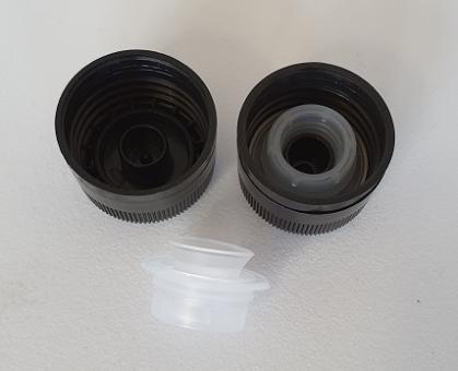 Kunststoffverschluss PP31,5 schwarz mit Ölausgießer Sicherungsring 