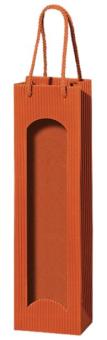 1er Papiertüte offene welle TERRACOTTA mit Fenster 0,75l 100x80x360 