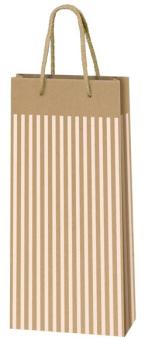 2er Kraftpapiertüte Streifen weiß/natur 